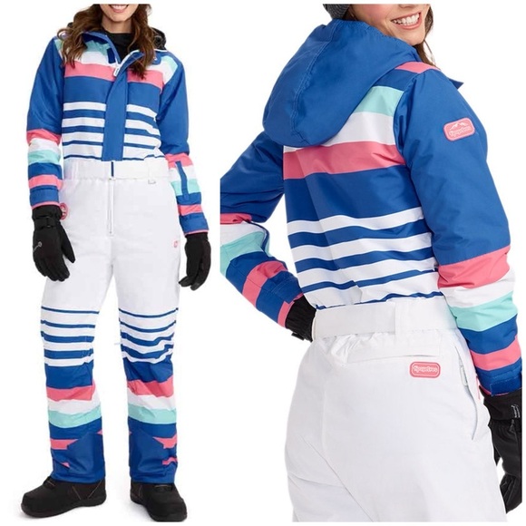 NWT Tipsy Elves Icy U Snow Suit Ski Bunny Snowboard Retro Stripe Sz L - Picture 1 of 16
